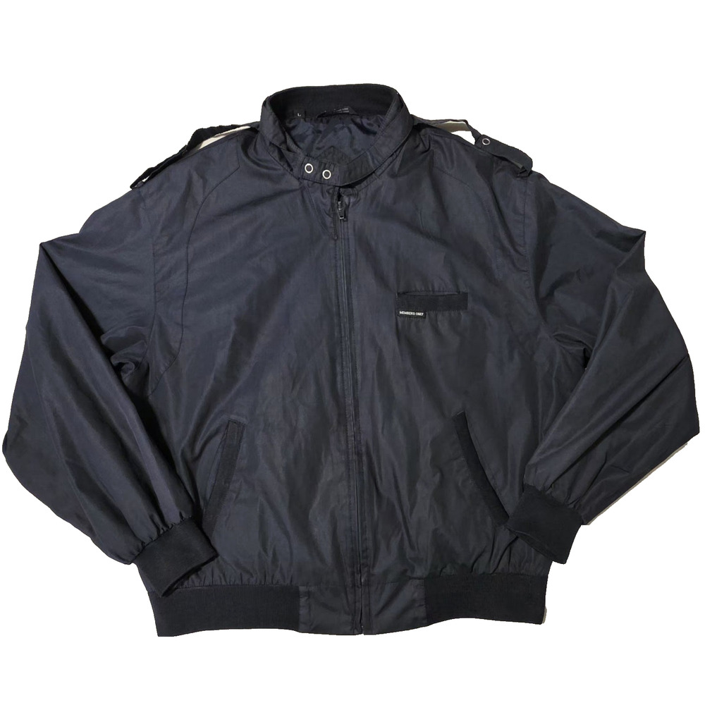 Vintage Members Only Racer Jacket Navy Blue Men's Size L Iconic Bomber Epaulette